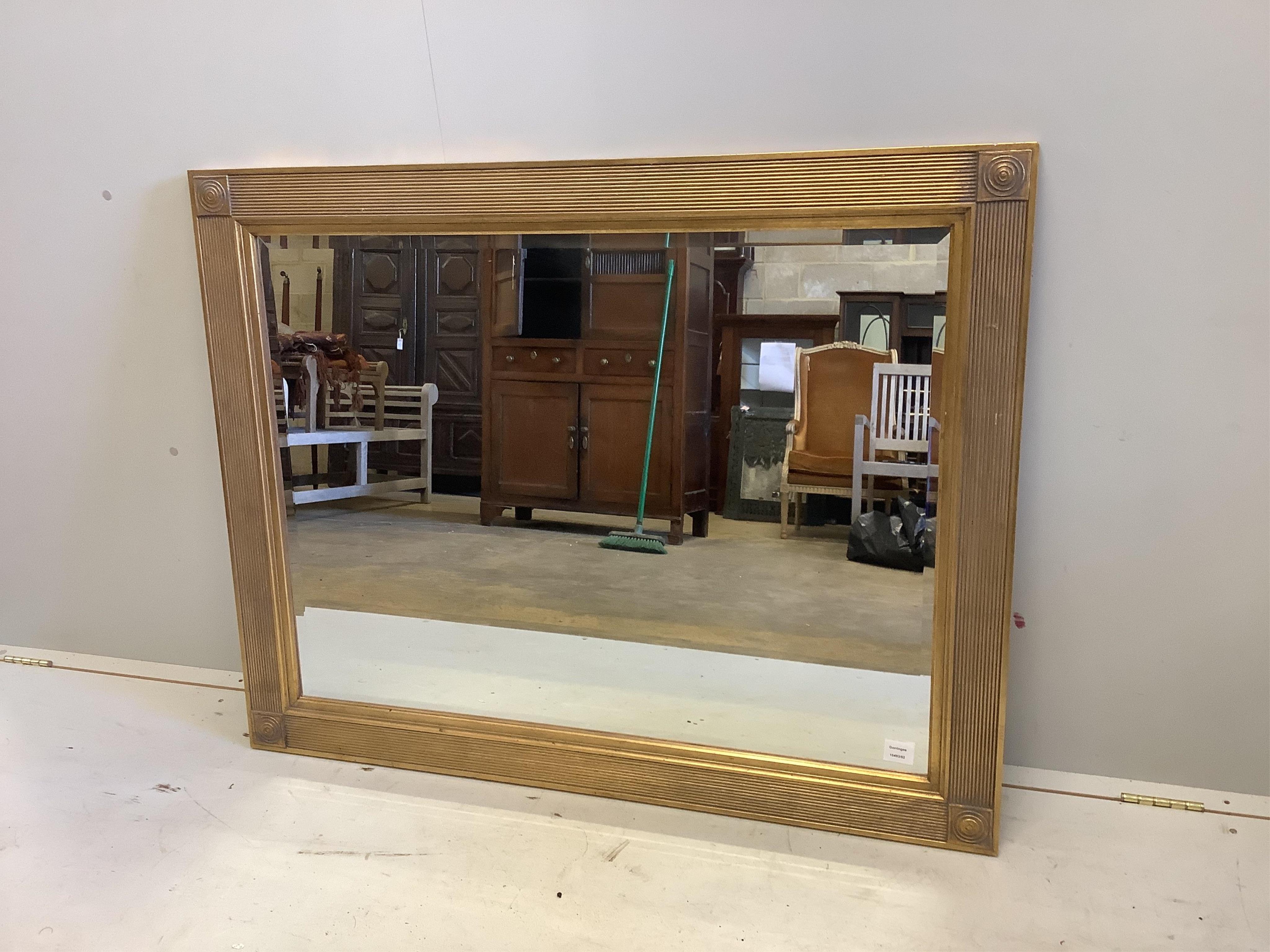 A Victorian style rectangular giltwood wall mirror, width 94cm, height 120cm. Condition - good